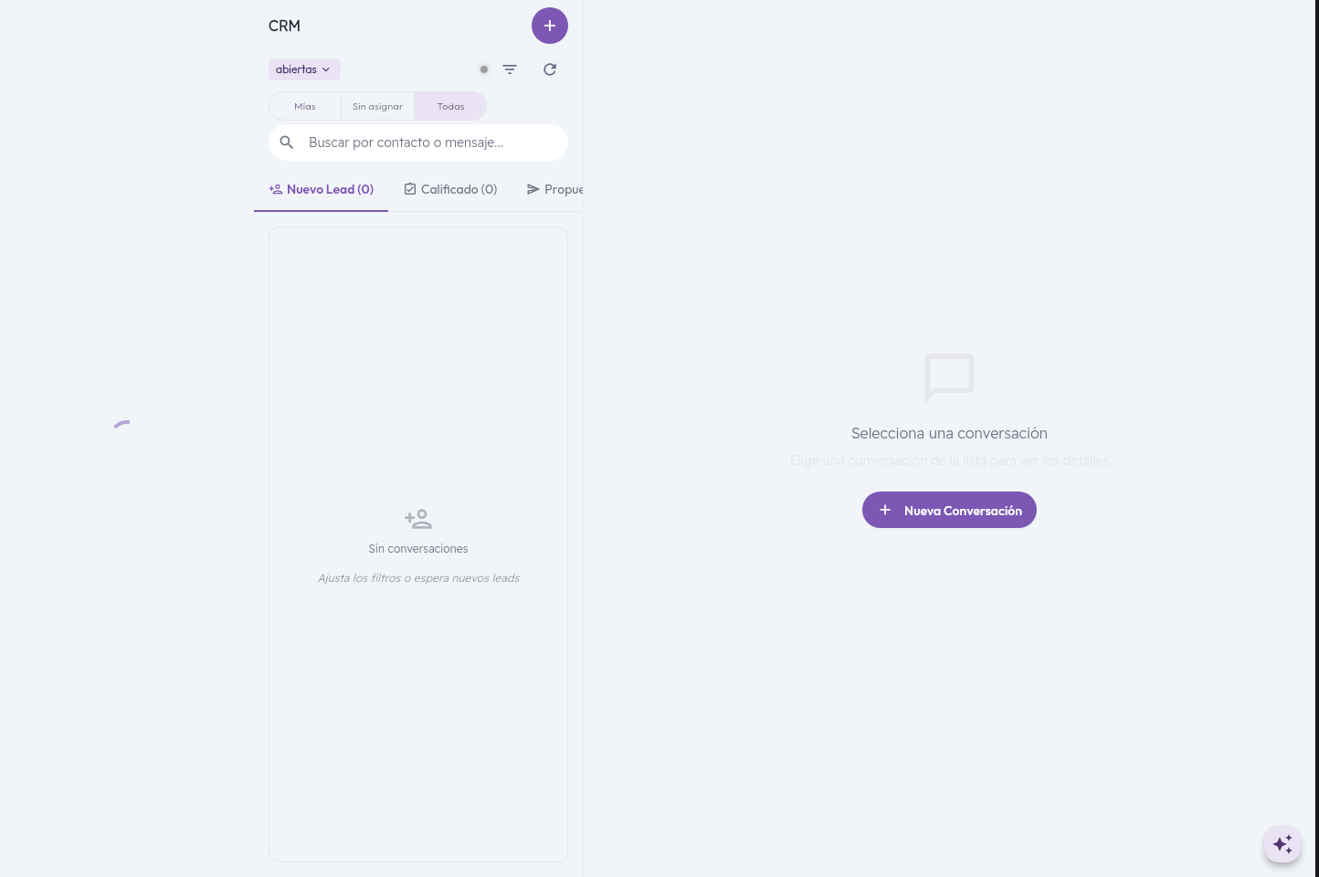 Panel de conversaciones y CRM